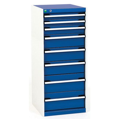 Warsztatowe szafki z szufladami Bott Cubio, 120 x 52,5 x 52,5-65 cm, 8 szuflad