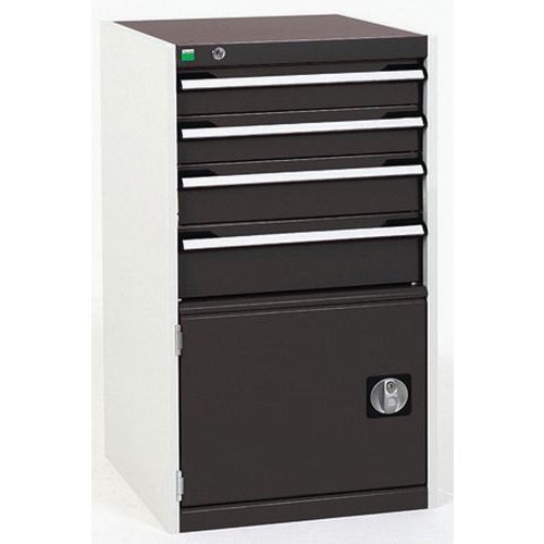 Warsztatowe szafki z szufladami Bott Cubio, 100 x 52,5 x 52,5-65 cm, 4 szuflady, 1 szafka