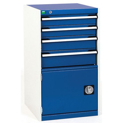 Warsztatowe szafki z szufladami Bott Cubio, 100 x 52,5 x 52,5-65 cm, 4 szuflady, 1 szafka