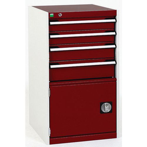 Warsztatowe szafki z szufladami Bott Cubio, 100 x 52,5 x 52,5-65 cm, 4 szuflady, 1 szafka