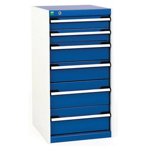 Warsztatowe szafki z szufladami Bott Cubio, 100 x 52,5 x 52,5-65 cm, 6 szuflad