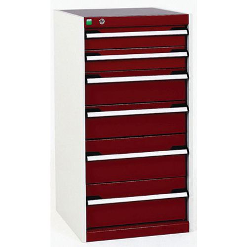 Warsztatowe szafki z szufladami Bott Cubio, 100 x 52,5 x 52,5-65 cm, 6 szuflad