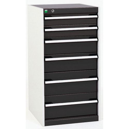 Warsztatowe szafki z szufladami Bott Cubio, 100 x 52,5 x 52,5-65 cm, 6 szuflad