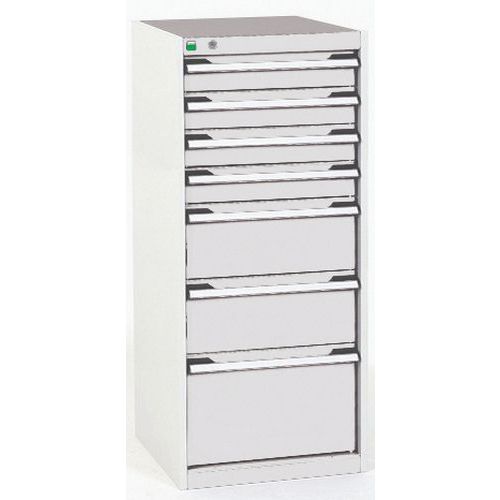 Warsztatowe szafki z szufladami Bott Cubio, 120 x 52,5 x 52,5-65 cm, 7 szuflad