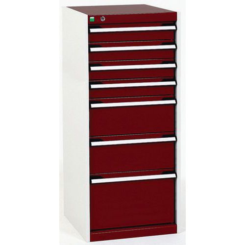 Warsztatowe szafki z szufladami Bott Cubio, 120 x 52,5 x 52,5-65 cm, 7 szuflad