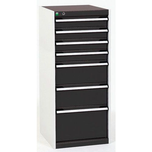 Warsztatowe szafki z szufladami Bott Cubio, 120 x 52,5 x 52,5-65 cm, 7 szuflad