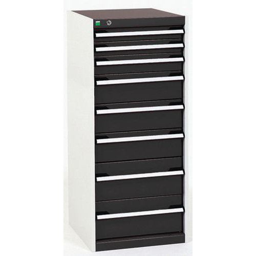 Warsztatowe szafki z szufladami Bott Cubio, 120 x 52,5 x 52,5-65 cm, 8 szuflad