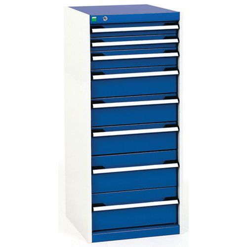 Warsztatowe szafki z szufladami Bott Cubio, 120 x 52,5 x 52,5-65 cm, 8 szuflad