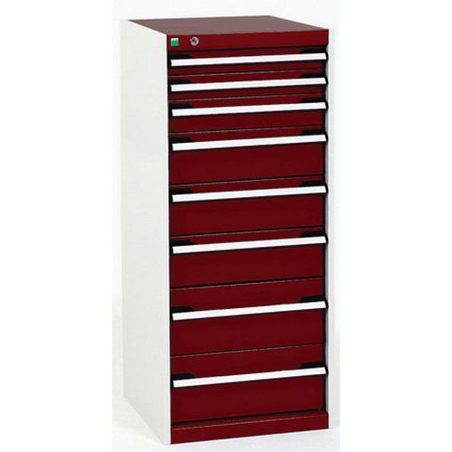 Warsztatowe szafki z szufladami Bott Cubio, 120 x 52,5 x 52,5-65 cm, 8 szuflad