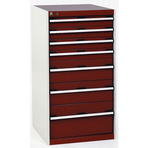 Warsztatowe szafki z szufladami Bott Cubio, 120 x 65 x 52,5-75 cm, 7 szuflad