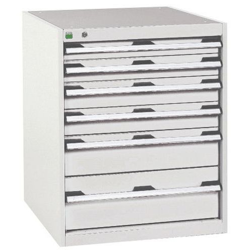 Szafki warsztatowe z szufladami Bott Cubio, 80 x 65 x 52,5-75 cm, 6 szuflad