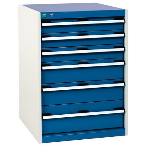 Szafki warsztatowe z szufladami Bott Cubio, 90 x 65 x 52,5-75 cm, 6 szuflad