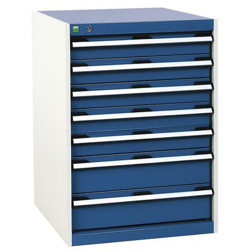 Szafki warsztatowe z szufladami Bott Cubio, 90 x 65 x 52,5-75 cm, 7 szuflad
