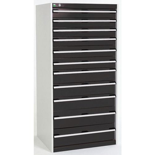 Warsztatowe szafki z szufladami Bott Cubio, 160 x 80 x 52,5-75 cm, 11 szuflad