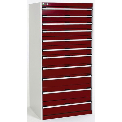 Warsztatowe szafki z szufladami Bott Cubio, 160 x 80 x 52,5-75 cm, 11 szuflad