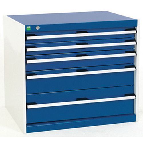 Szafki warsztatowe z szufladami Bott Cubio, 70 x 80 x 52,5-75 cm, 5 szuflad