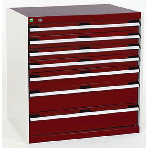Szafki warsztatowe z szufladami Bott Cubio, 80 x 80 x 52,5-75 cm, 7 szuflad