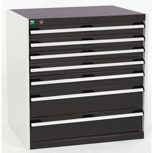 Szafki warsztatowe z szufladami Bott Cubio, 80 x 80 x 52,5-75 cm, 7 szuflad