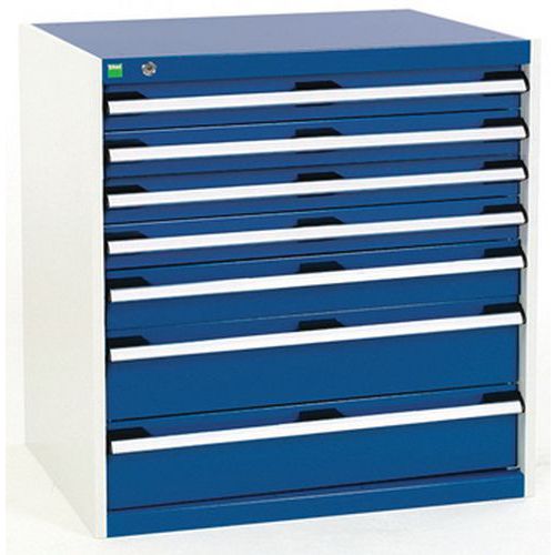 Szafki warsztatowe z szufladami Bott Cubio, 80 x 80 x 52,5-75 cm, 7 szuflad