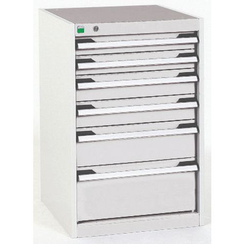 Warsztatowe szafki z szufladami Bott Cubio, 80 x 52,5 x 52,5-65 cm, 6 szuflad