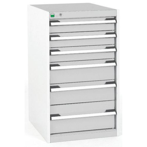 Warsztatowe szafki z szufladami Bott Cubio, 90 x 52,5 x 52,5-65 cm, 6 szuflad