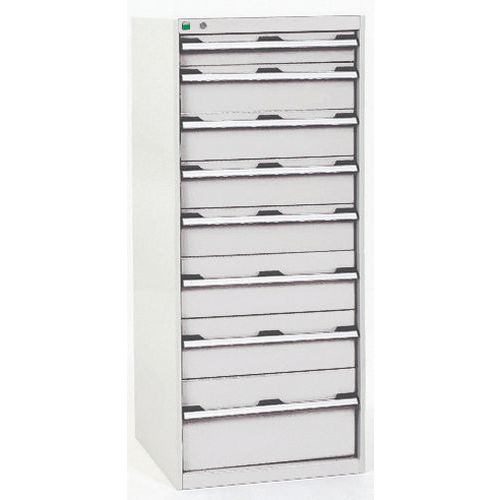Warsztatowe szafki z szufladami Bott Cubio, 160 x 65 x 52,5-75 cm, 9 szuflad