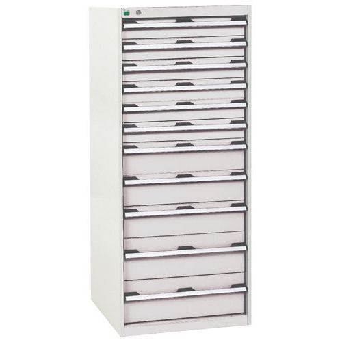 Szuflady warsztatowe Bott Cubio, 160 x 65 x 52,5-75 cm, 11 szuflad