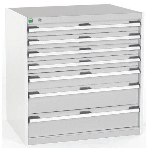 Szafki warsztatowe z szufladami Bott Cubio, 80 x 80 x 52,5-75 cm, 7 szuflad