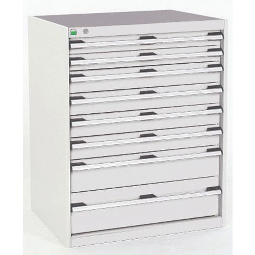 Szafki warsztatowe z szufladami Bott Cubio, 100 x 80 x 52,5-75 cm, 8 szuflad
