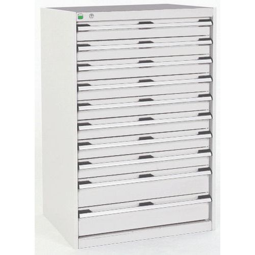 Warsztatowe szafki z szufladami Bott Cubio, 120 x 80 x 52,5-75 cm, 10 szuflad
