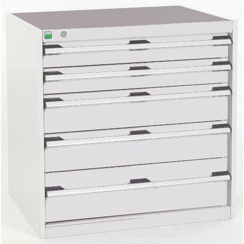 Szafki warsztatowe z szufladami Bott Cubio, 80 x 80 x 52,5-75 cm, 5 szuflad