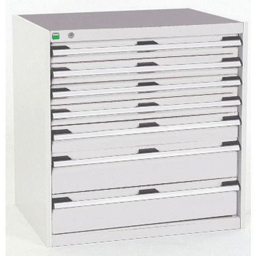 Szafki warsztatowe z szufladami Bott Cubio, 80 x 80 x 52,5-75 cm, 7 szuflad