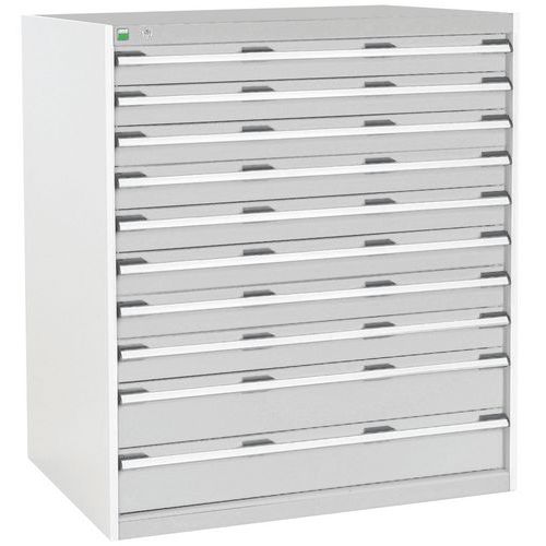 Szuflady warsztatowe Bott Cubio, 120 x 105 x 65-75 cm, 10 szuflad
