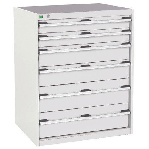 Szafki warsztatowe z szufladami Bott Cubio, 100 x 80 x 52,5-75 cm, 6 szuflad