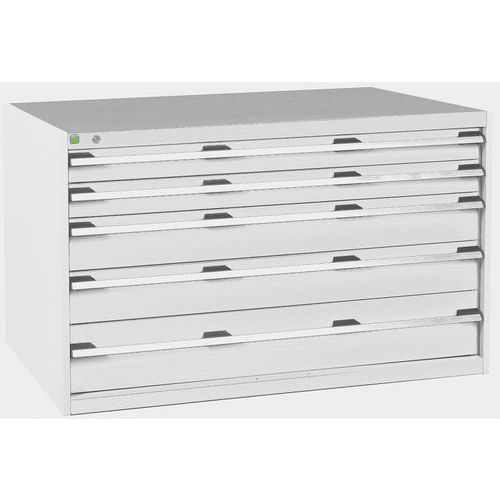 Szafki warsztatowe z szufladami Bott Cubio, 80 x 130 x 65-75 cm, 5 szuflad