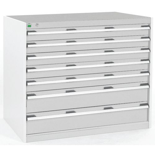 Szafki warsztatowe z szufladami Bott Cubio, 90 x 105 x 65-75 cm, 7 szuflad