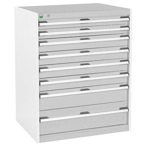 Szafki warsztatowe z szufladami Bott Cubio, 100 x 80 x 52,5-75 cm, 8 szuflad