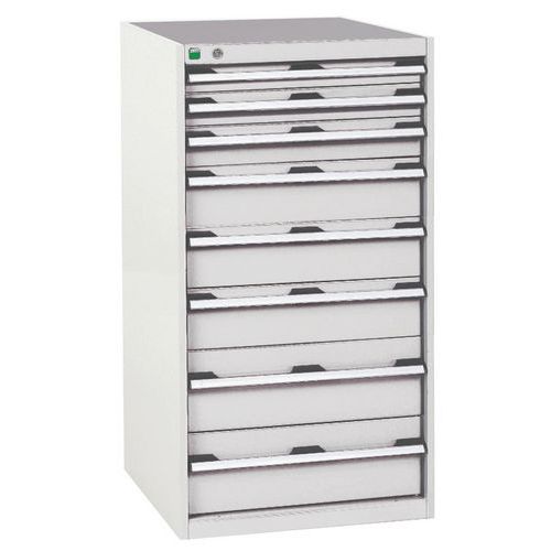 Warsztatowe szafki z szufladami Bott Cubio, 120 x 65 x 52,5-75 cm, 8 szuflad