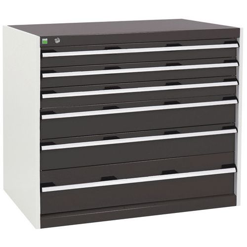 Szafki warsztatowe z szufladami Bott Cubio, 90 x 105 x 65-75 cm, 6 szuflad