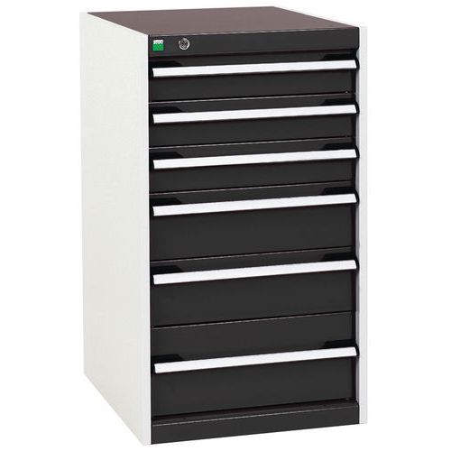 Warsztatowe szafki z szufladami Bott Cubio, 90 x 52,5 x 52,5-65 cm, 6 szuflad