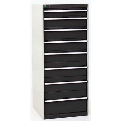 Warsztatowe szafki z szufladami Bott Cubio, 160 x 65 x 52,5-75 cm, 9 szuflad