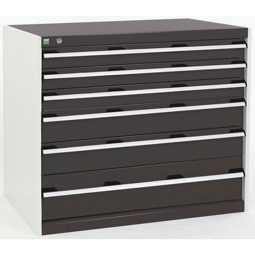 Szafki warsztatowe z szufladami Bott Cubio, 90 x 105 x 65-75 cm, 6 szuflad