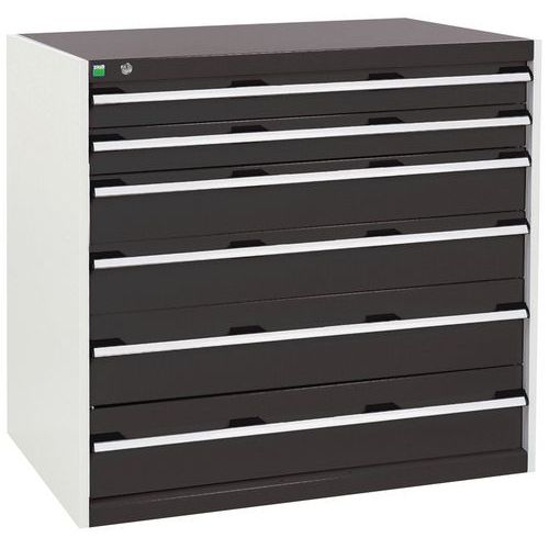 Szafki warsztatowe z szufladami Bott Cubio, 100 x 105 x 65-75 cm, 6 szuflad