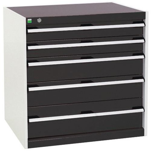 Szafki warsztatowe z szufladami Bott Cubio, 80 x 80 x 52,5-75 cm, 5 szuflad