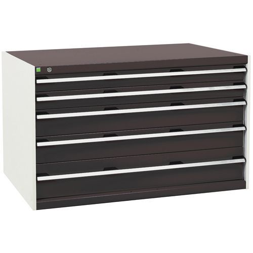 Szafki warsztatowe z szufladami Bott Cubio, 80 x 130 x 65-75 cm, 5 szuflad