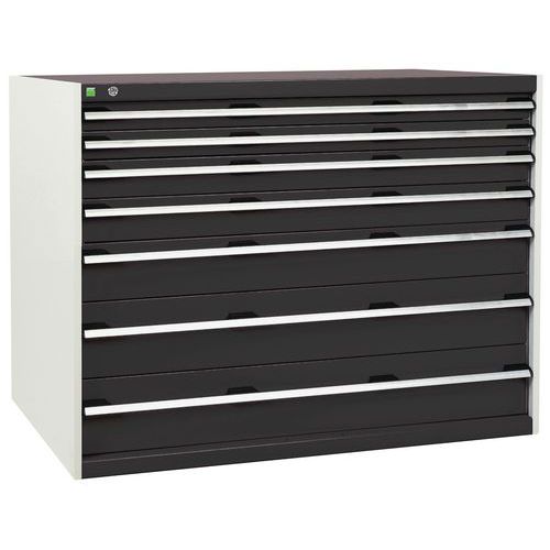 Szafki warsztatowe z szufladami Bott Cubio, 100 x 130 x 65-75 cm, 7 szuflad