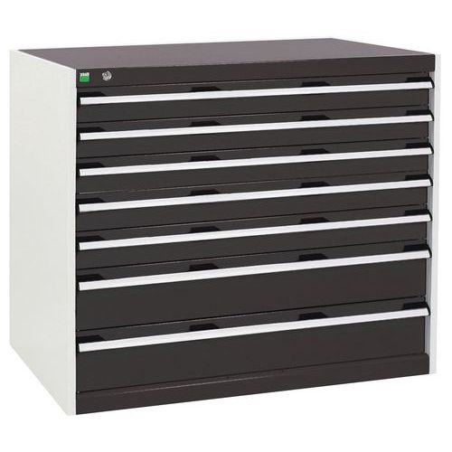 Szafki warsztatowe z szufladami Bott Cubio, 90 x 105 x 65-75 cm, 7 szuflad