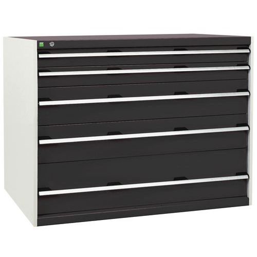 Szafki warsztatowe z szufladami Bott Cubio, 100 x 130 x 65-75 cm, 5 szuflad