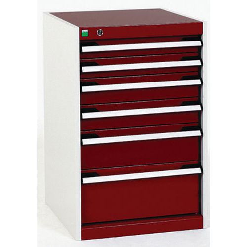 Warsztatowe szafki z szufladami Bott Cubio, 80 x 52,5 x 52,5-65 cm, 6 szuflad