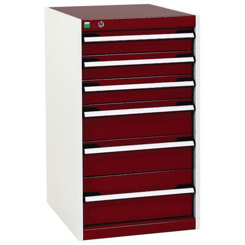 Warsztatowe szafki z szufladami Bott Cubio, 90 x 52,5 x 52,5-65 cm, 6 szuflad